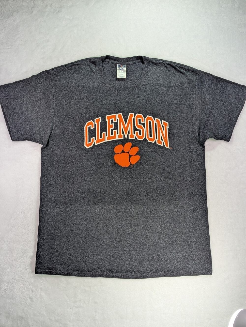Vintage Clemson Tigers Shirt Mens XL Gray Jerzees Y2K Paw Logo Tee